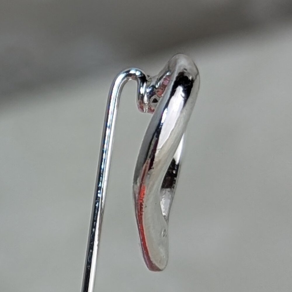 Vintage Open Heart Stick Pin Stickpin Silver Metal - Picture 5 of 10
